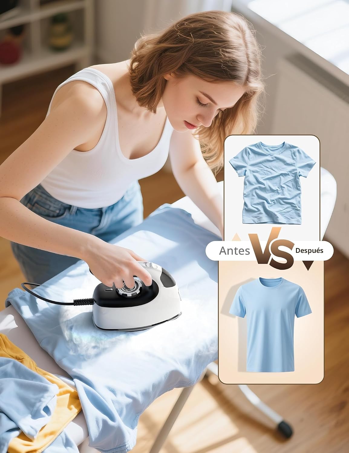 Sundu Mini plancha de vapor con control de temperatura giratorio pa...