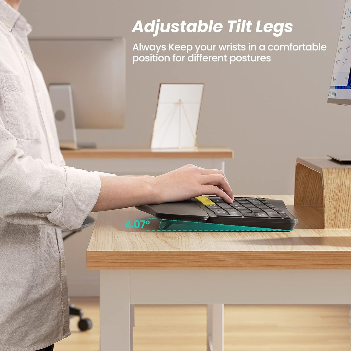 Teclado Ergonómico Inalámbrico Nulea, Teclado Dividido con Reposamu...