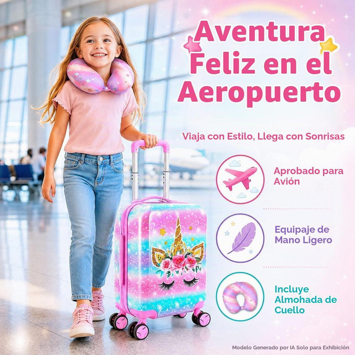 Equipaje para niños, juego de 2 piezas con ruedas giratorias de 360...