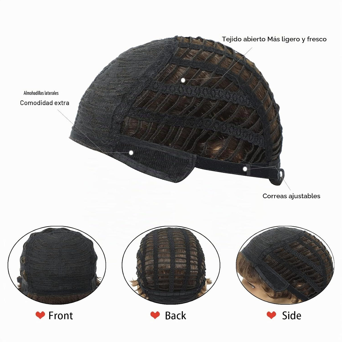 BCHR Peluca marrón para hombre, peluca corta marrón para hombres, p...
