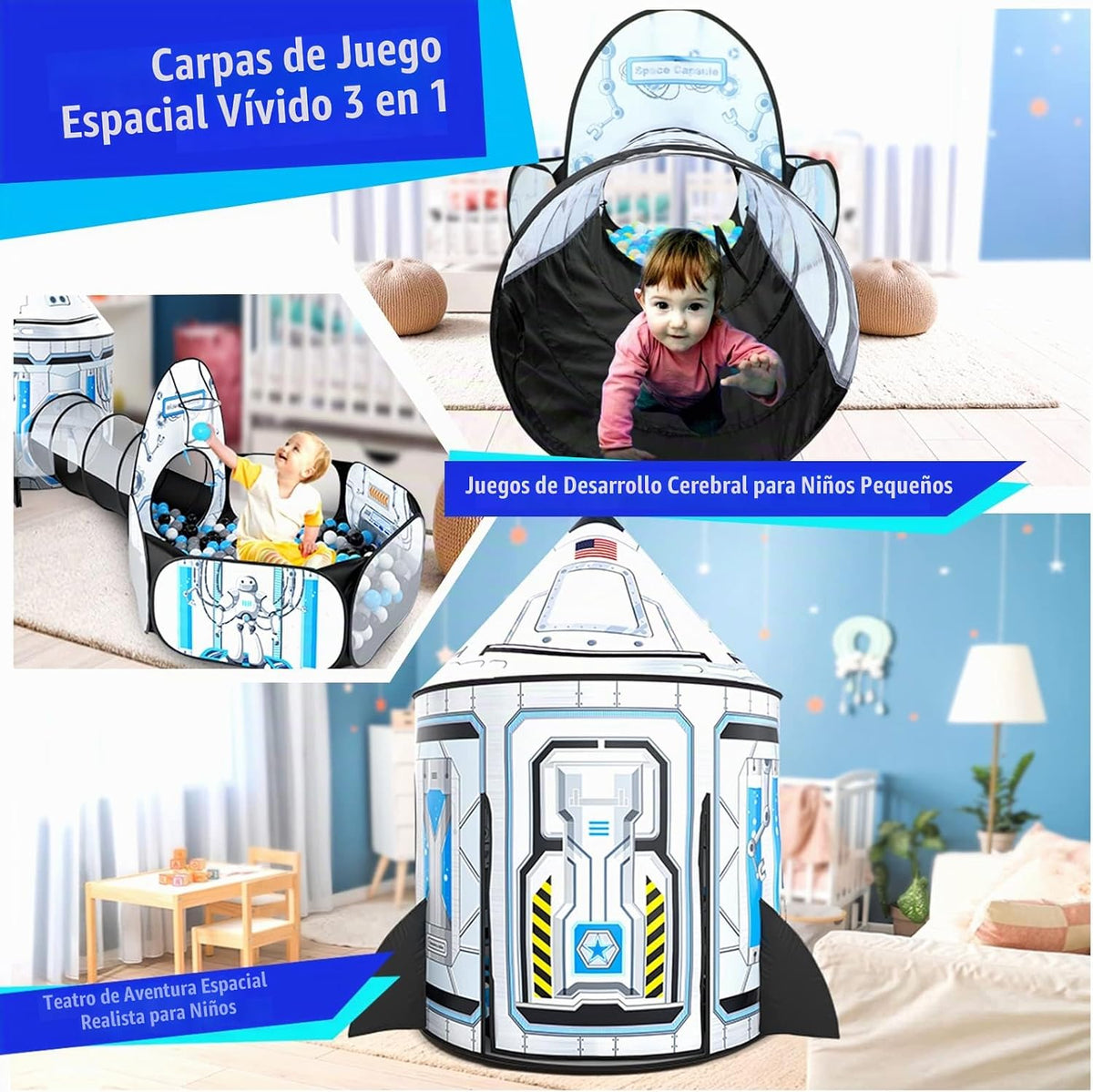 Pozo de pelotas para niños para tienda de campaña: 3 piezas de rega...