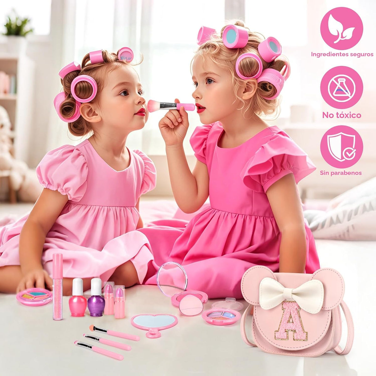 Kit de maquillaje infantil para niñas, 15 piezas, juego y bolso de...