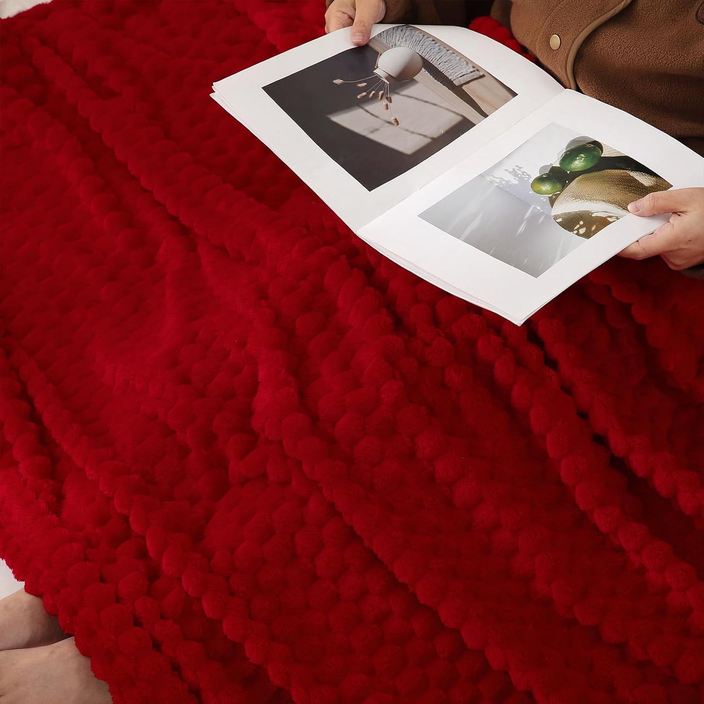 Manta roja de 50 x 60 pulgadas, regalos para mamá mullida jacquard...