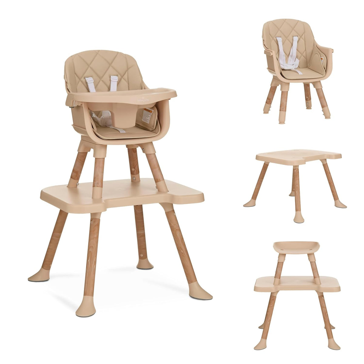 Dream On Me Luna - Silla alta convertible 4 en 1 para bebé en beige...
