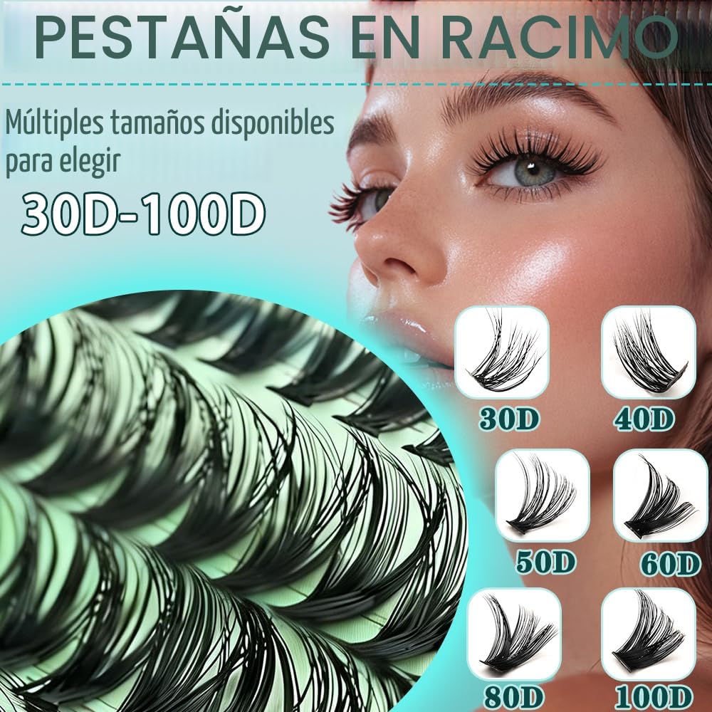 FebFeb Kit de 640 extensiones de racimo de pestañas 30D+40D, pestañ...