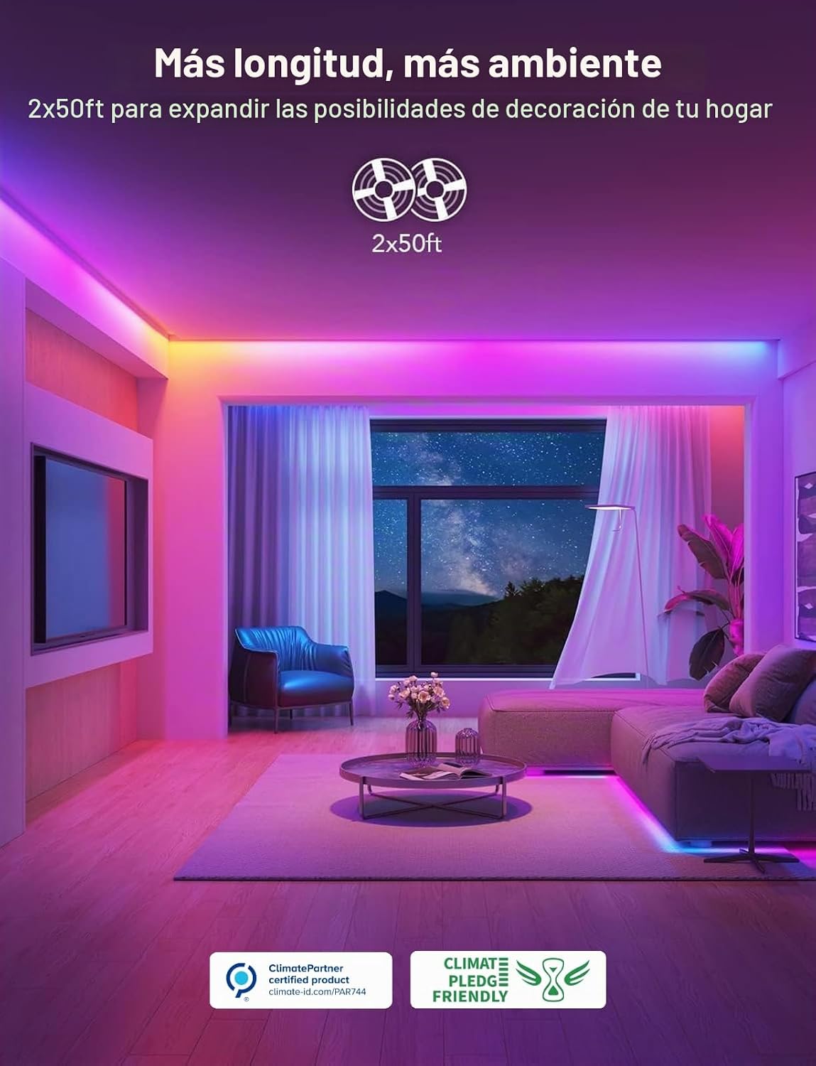 Govee Tira de luces LED RGBIC de 100 pies, luces LED inteligentes q...