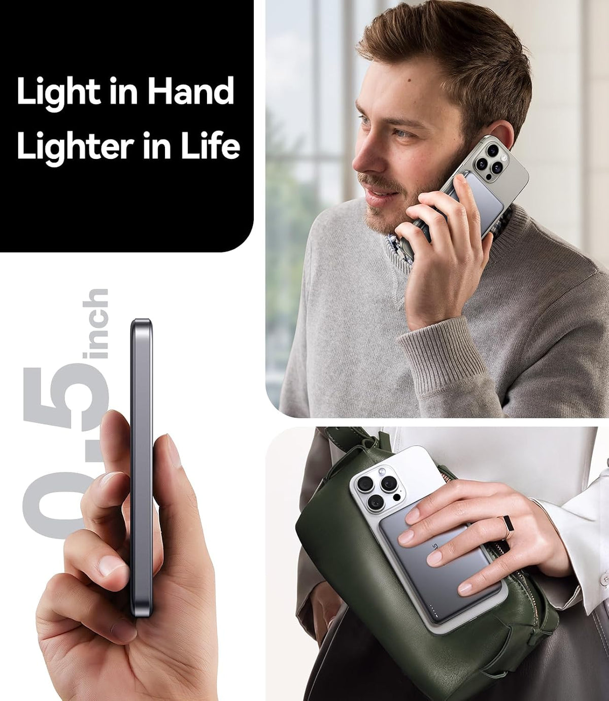 TORRAS MiniMag Power Bank, cargador portátil inalámbrico ultra delg...