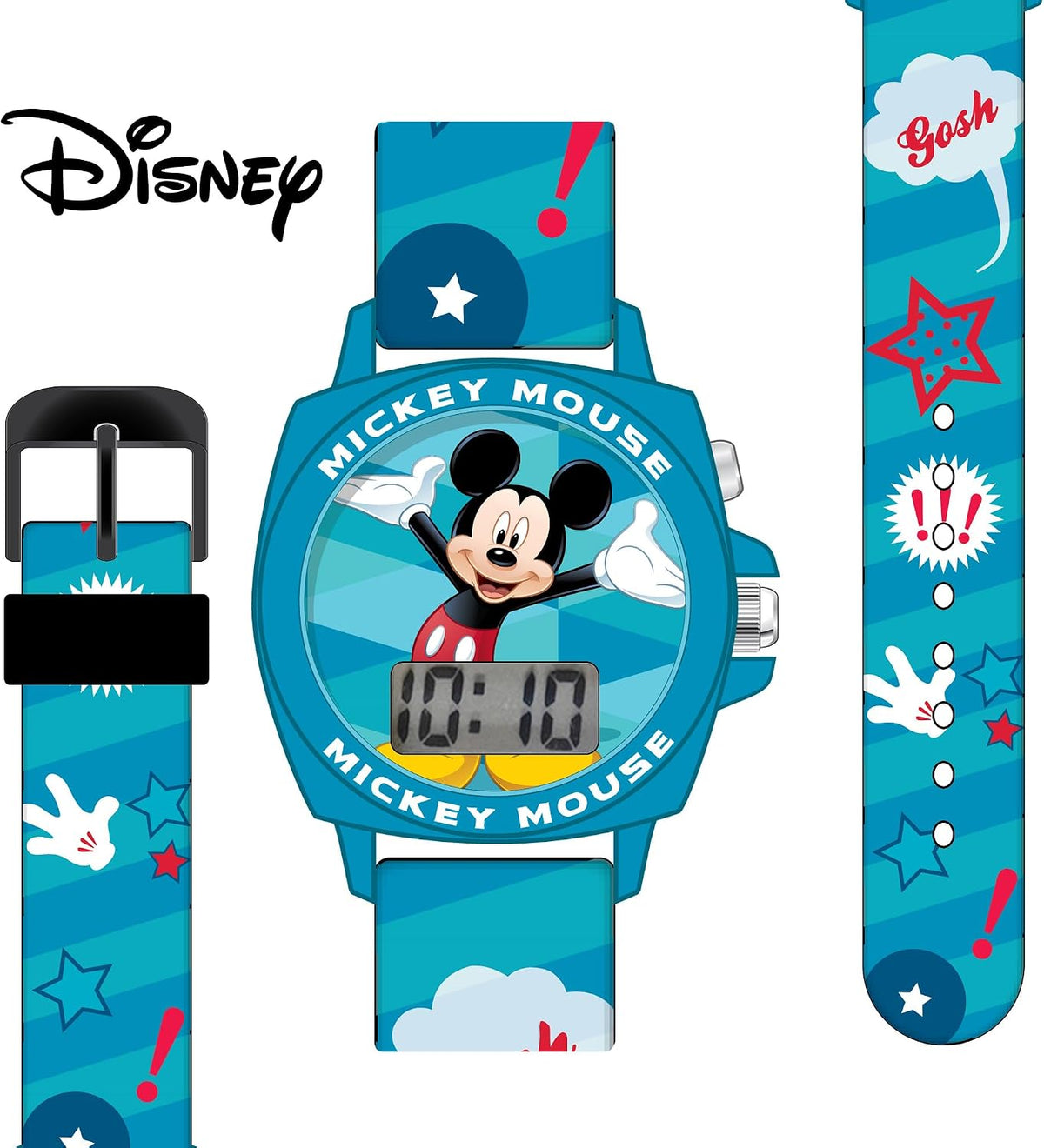 Disney Mickey Mouse - Reloj para niños con pantalla LCD transparent...