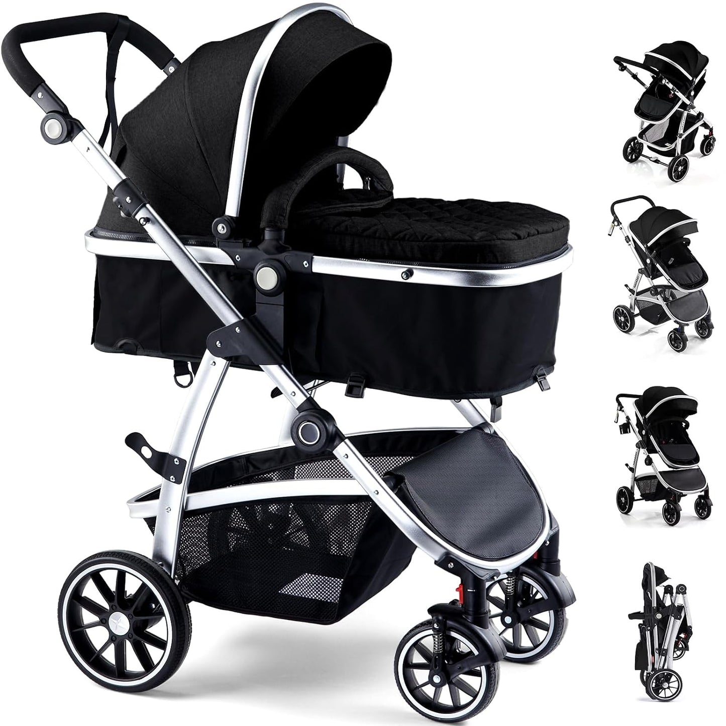 Hagaday Cochecito de bebé, asiento reversible 2 en 1 para niños peq...