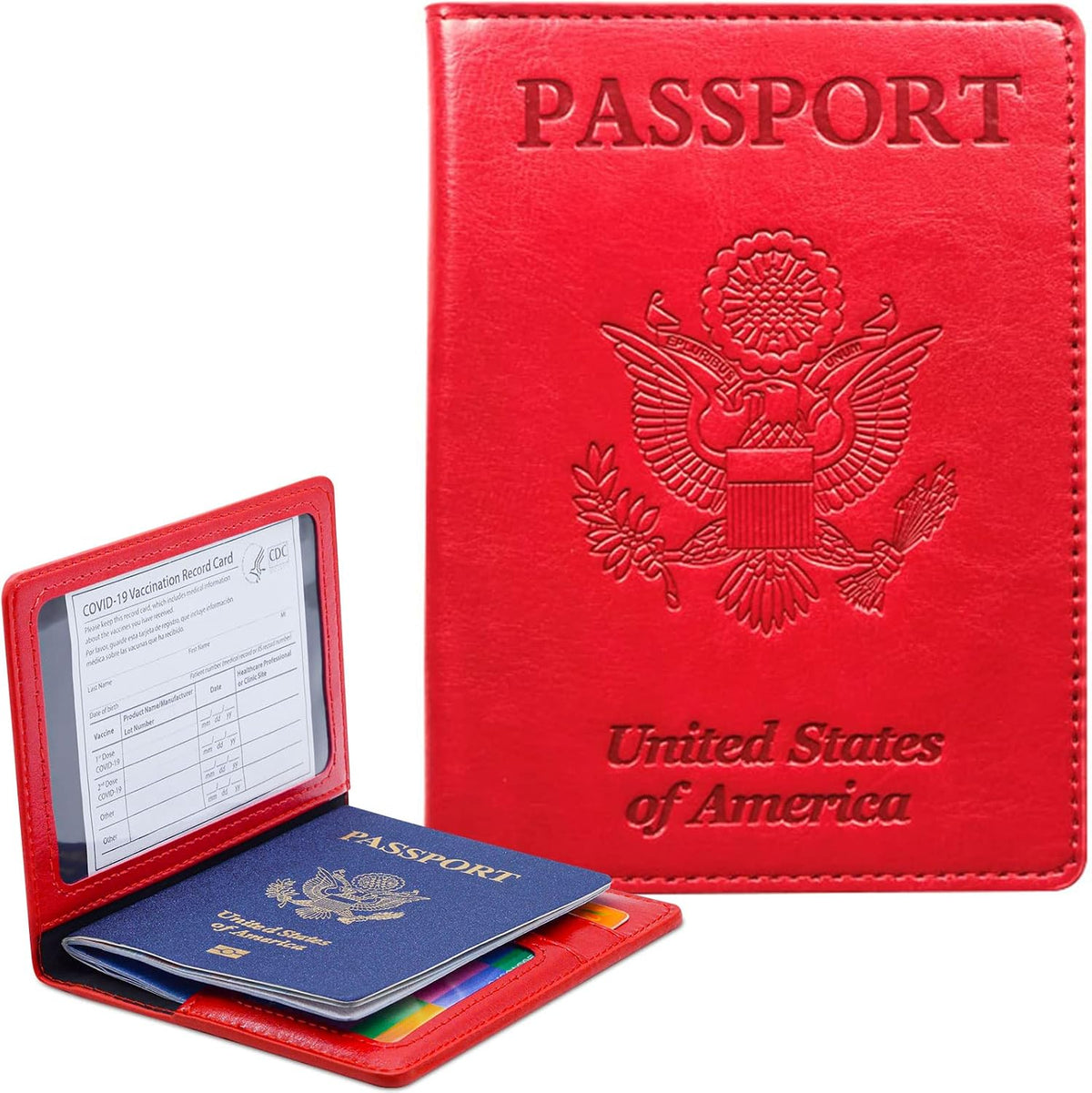 Funda para pasaporte tipo cartera con bloqueo RFID, tarjetero de cu...