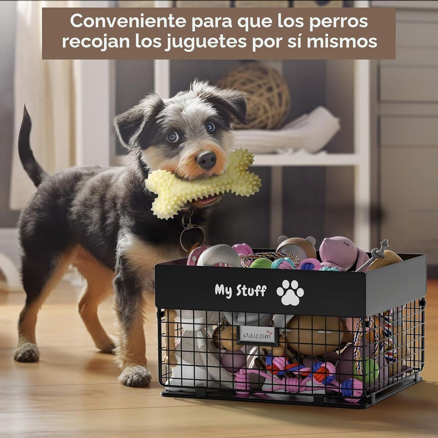 qeerable Cesta de juguetes para perros \u2013 Caja de juguetes gran...