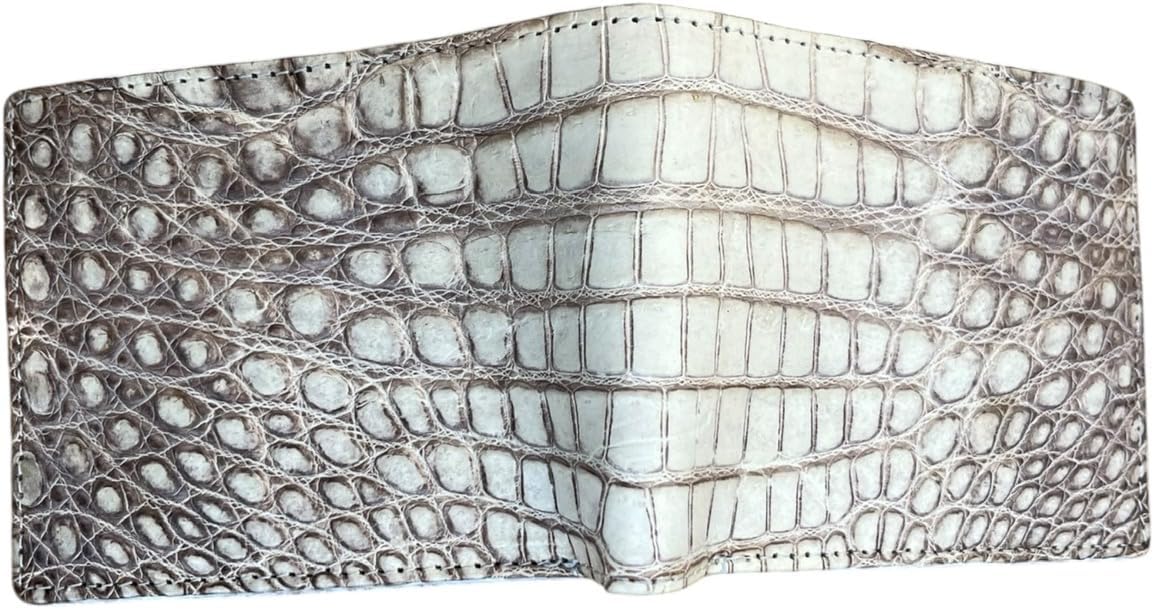 VIETDAVN Carteras plegables de cocodrilo genuinas para hombres, car...