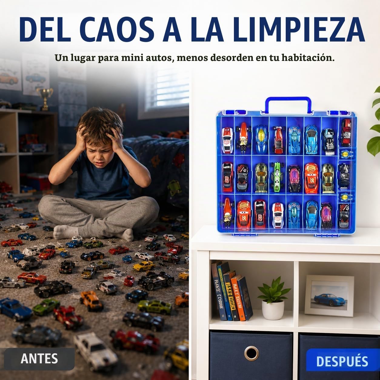 Estuche organizador de almacenamiento de autos de juguete compatibl...