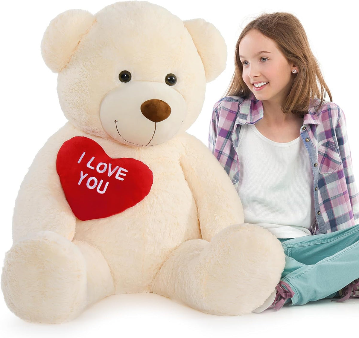 MaoGoLan Oso de Peluche Gigante de 132 cm - Corazón Rojo "Te Am...