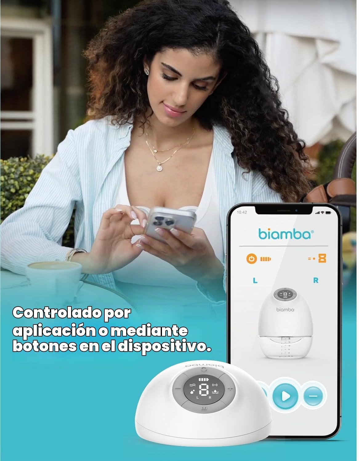Biamba Pump Pro - Extractor de leche portátil manos libres, bombas...