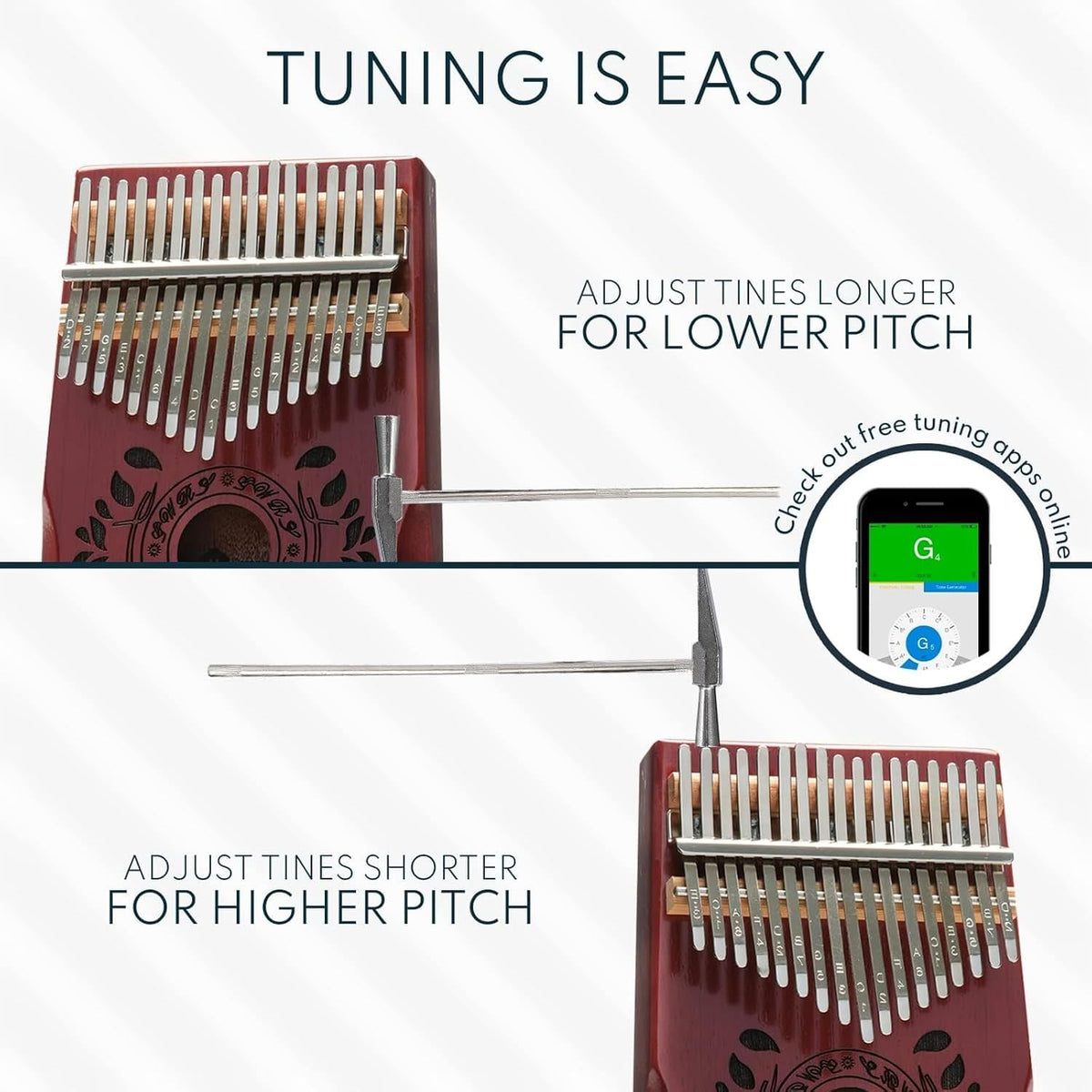 UNOKKI Piano de pulgar Kalimba de 17 teclas, relleno de calcetines...