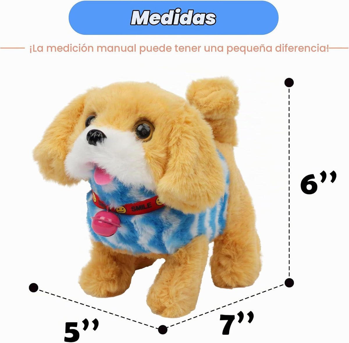 Hopearl Perro caminante Golden Retriever con chaleco azul, juguete...