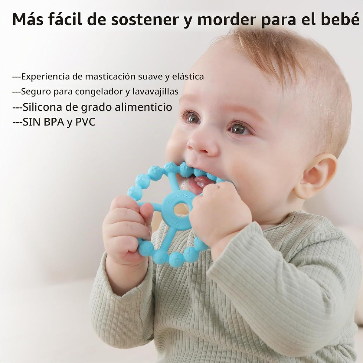 Paquete de 3 Mordedores de Anillo para Bebés e Infantes, Juguetes d...