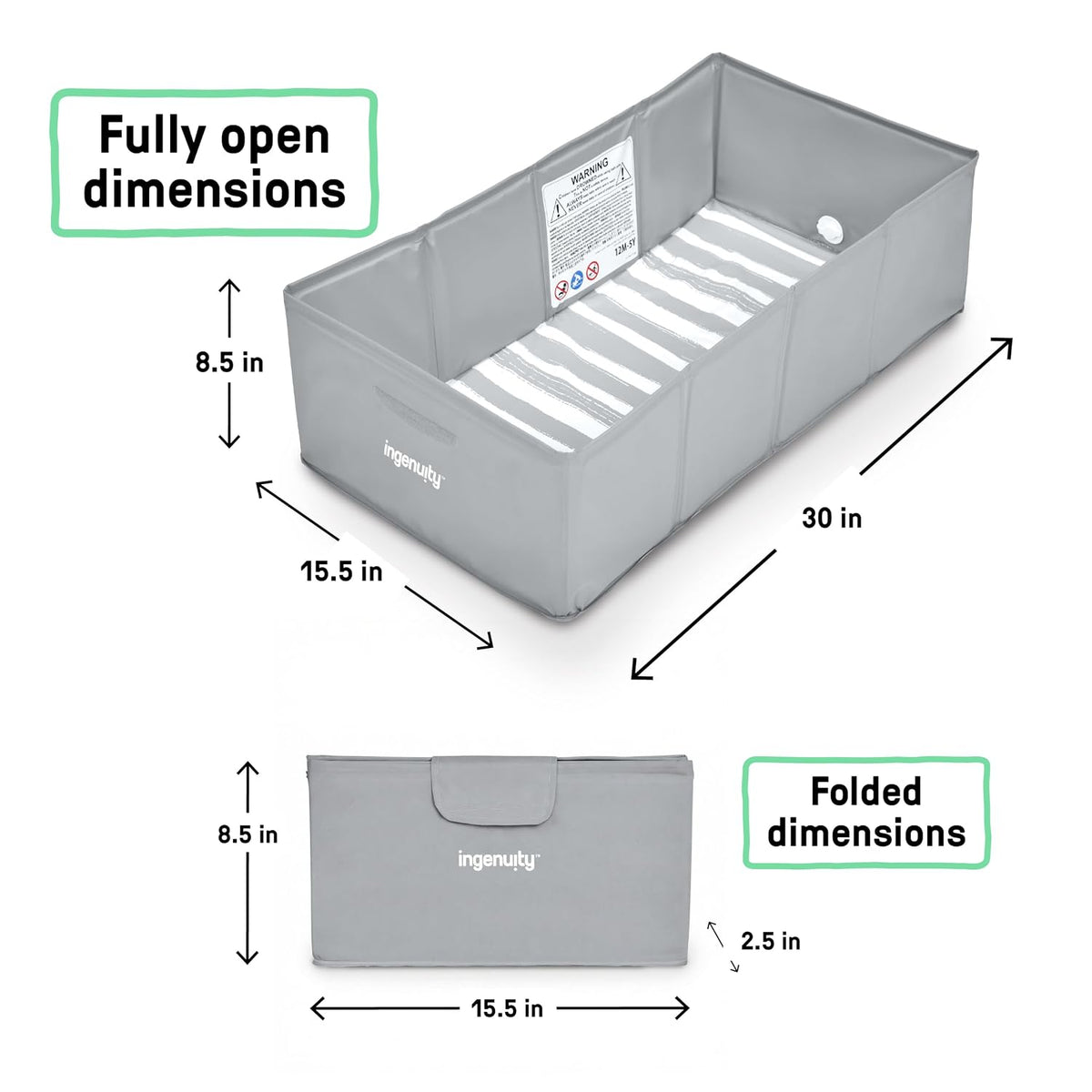 Ingenuity Tuckaway - Bañera plegable para niños pequeños, convierte...