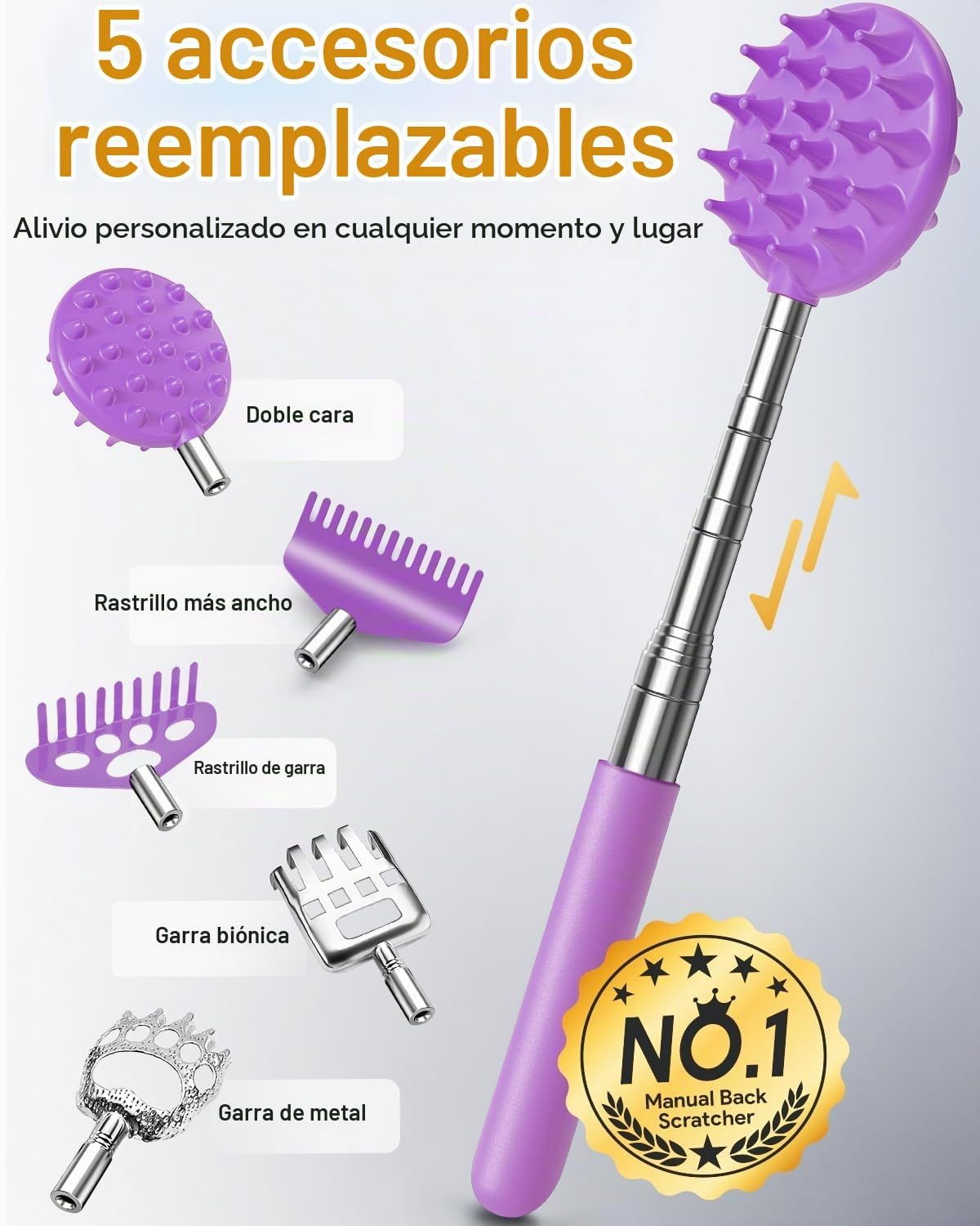 Rascador telescópico de espalda con 5 cabezas desmontables, regalo...