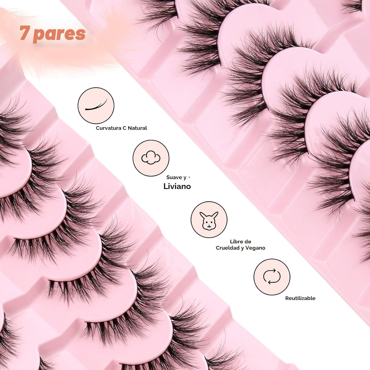 Pestañas postizas naturales, de ojo de gato, onduladas, pestañas fa...