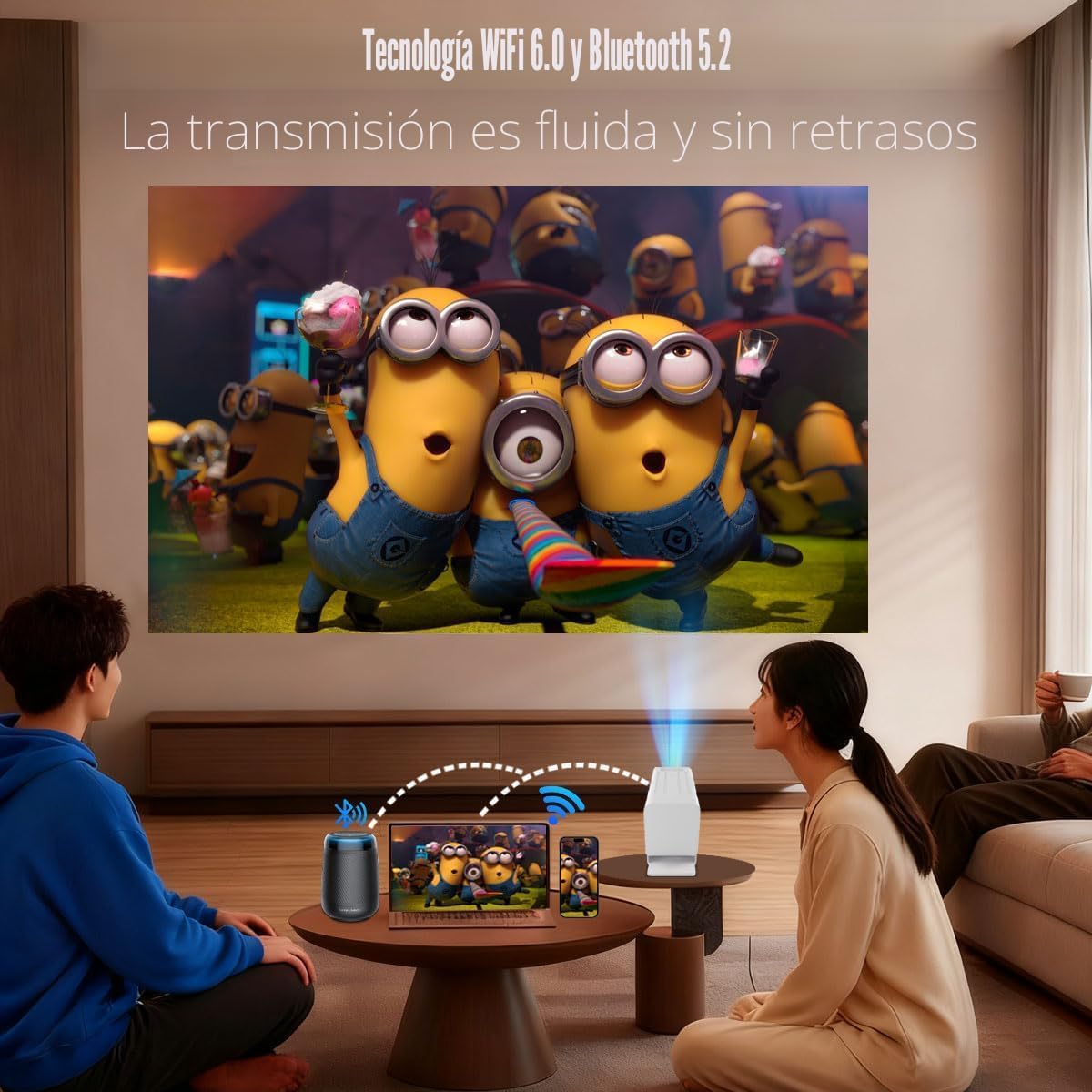 Mini proyector con Wifi y Bluetooth, proyector inteligente compatib...