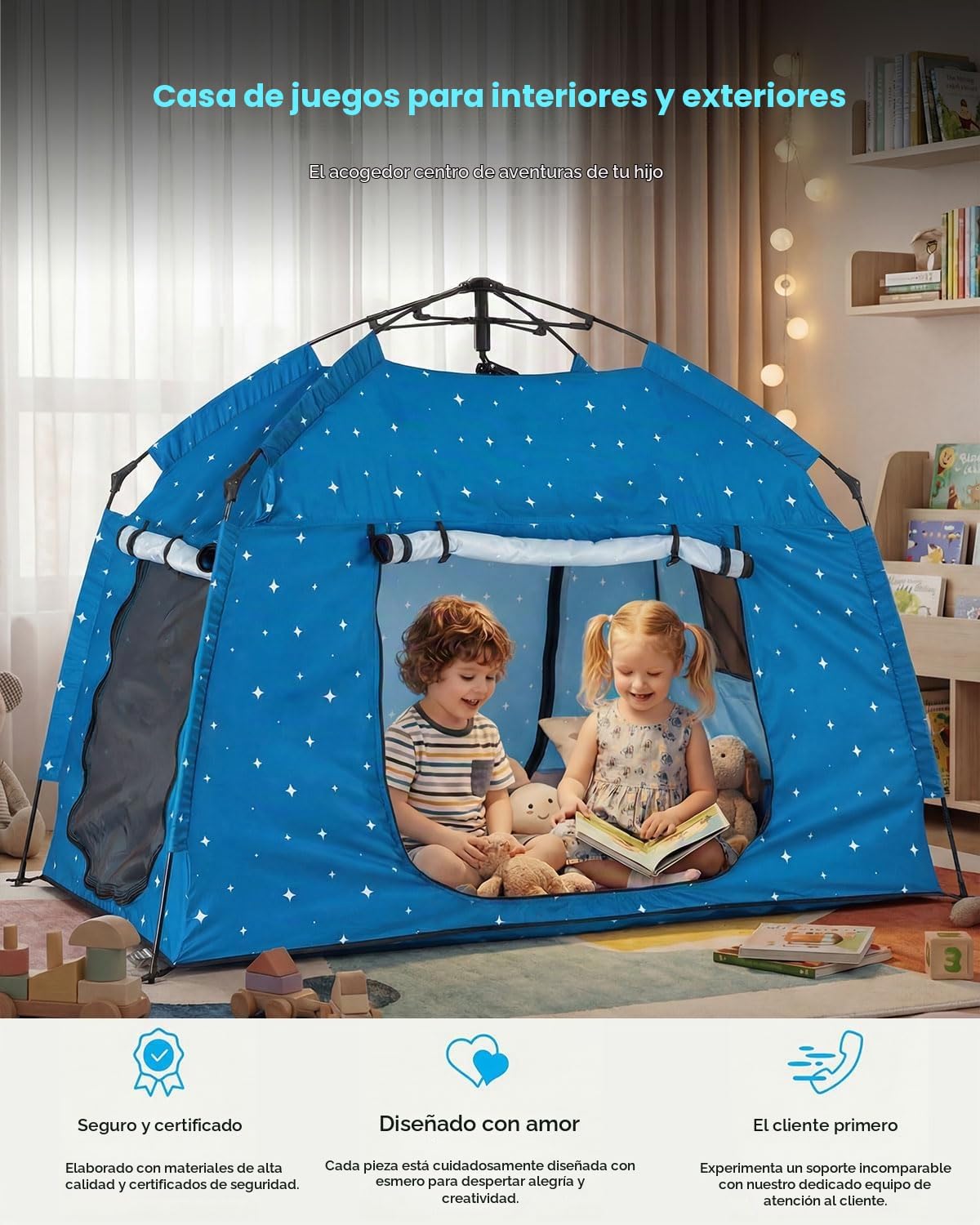 Tienda de campaña para niños, casa de juegos portátil para niños, f...