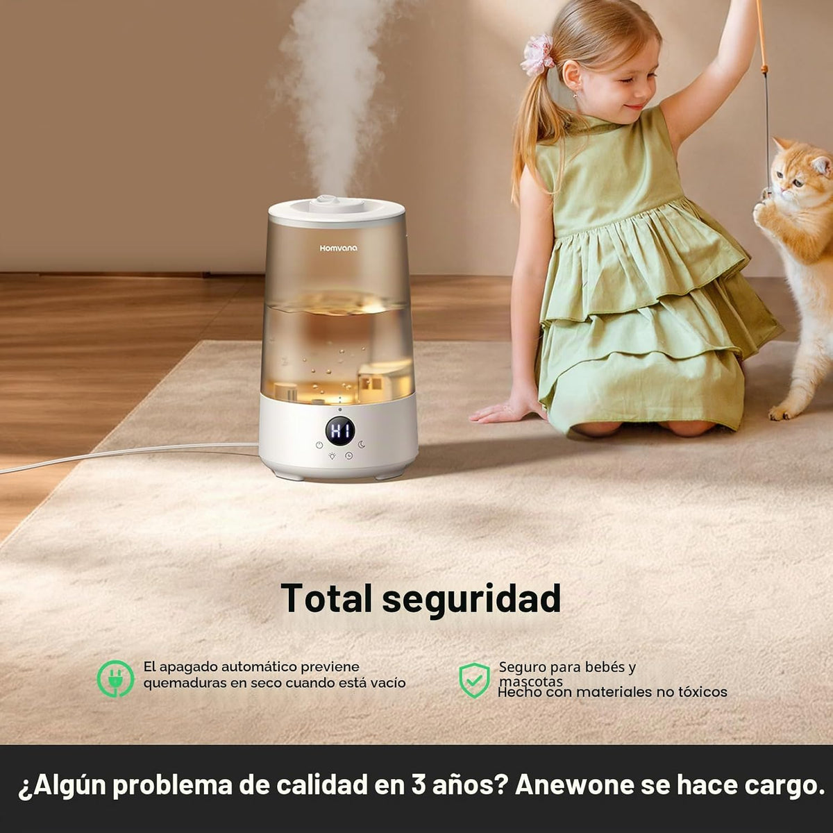 Homvana Humidificadores para dormitorio y hogar, 3.6 L de llenado s...