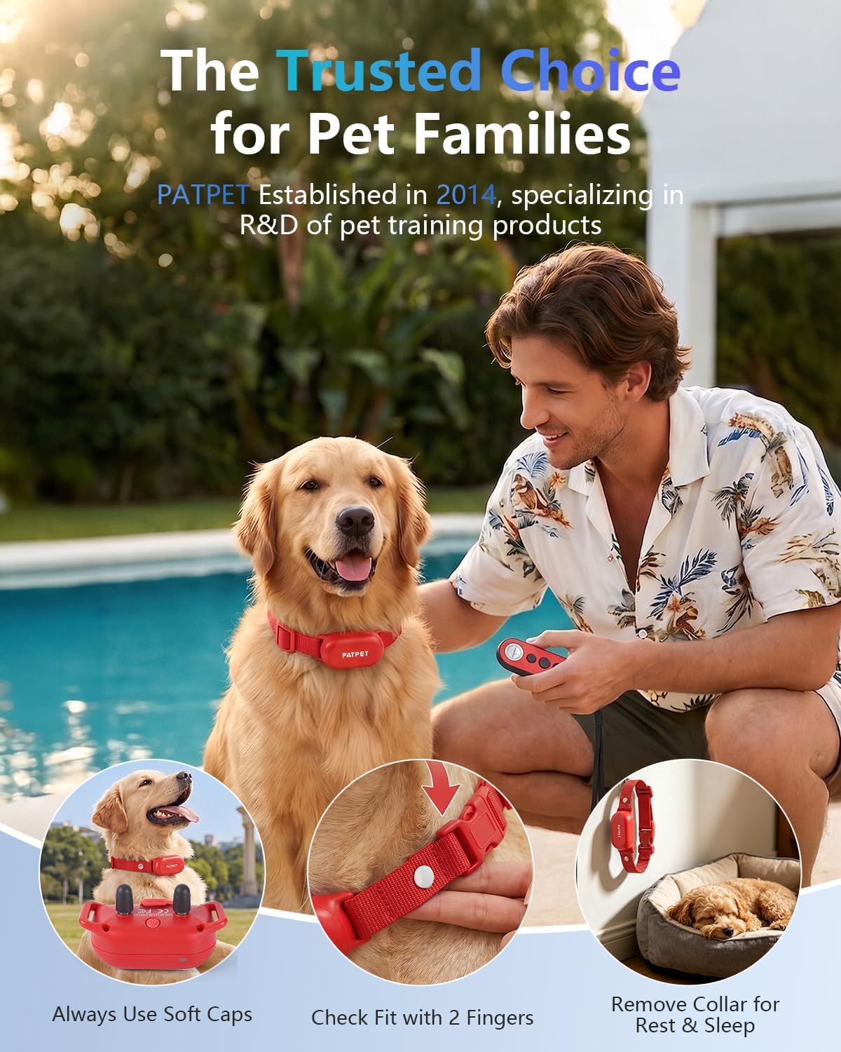 PATPET Collar de choque para perros, collar de entrenamiento de per...