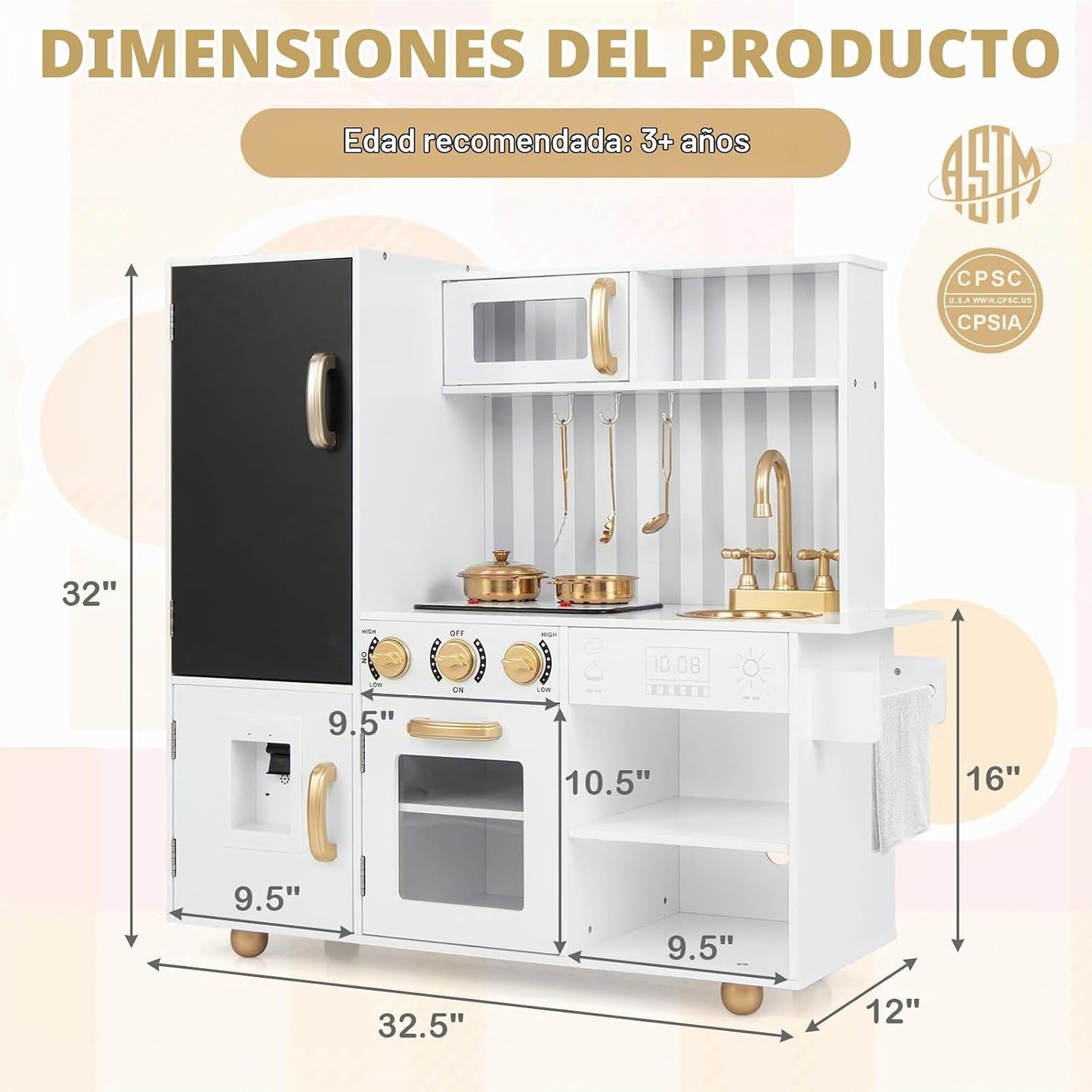 Costzon Cocina de Juguete para Niños, Juego de Cocina de Madera con...