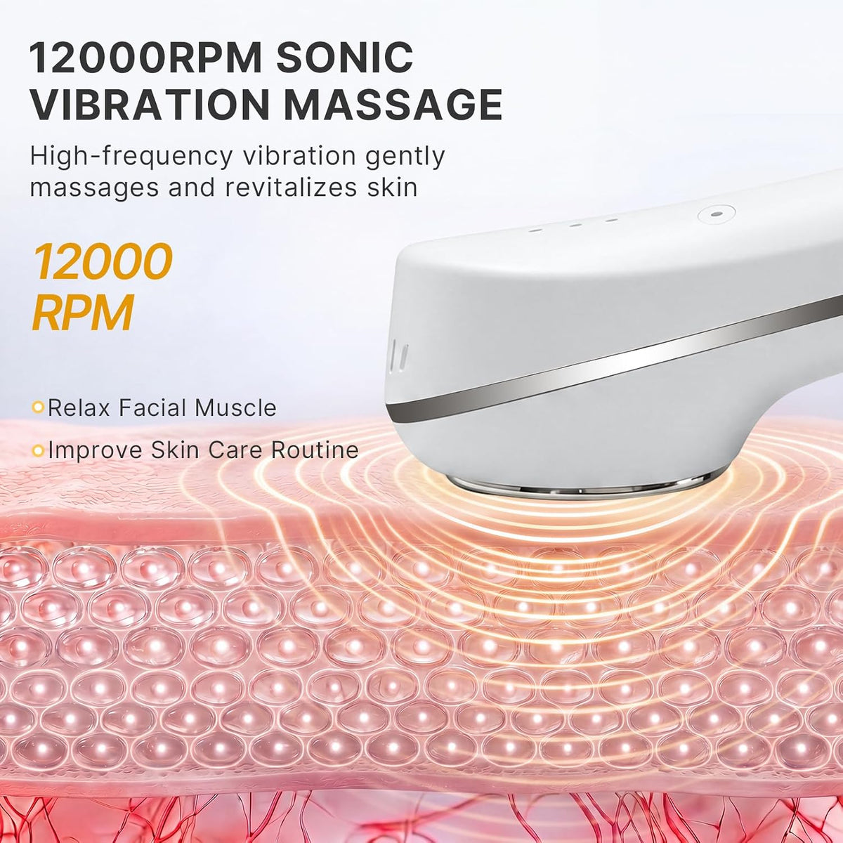 Masajeador facial sónico frío caliente, calentamiento a 107.6 °F y...