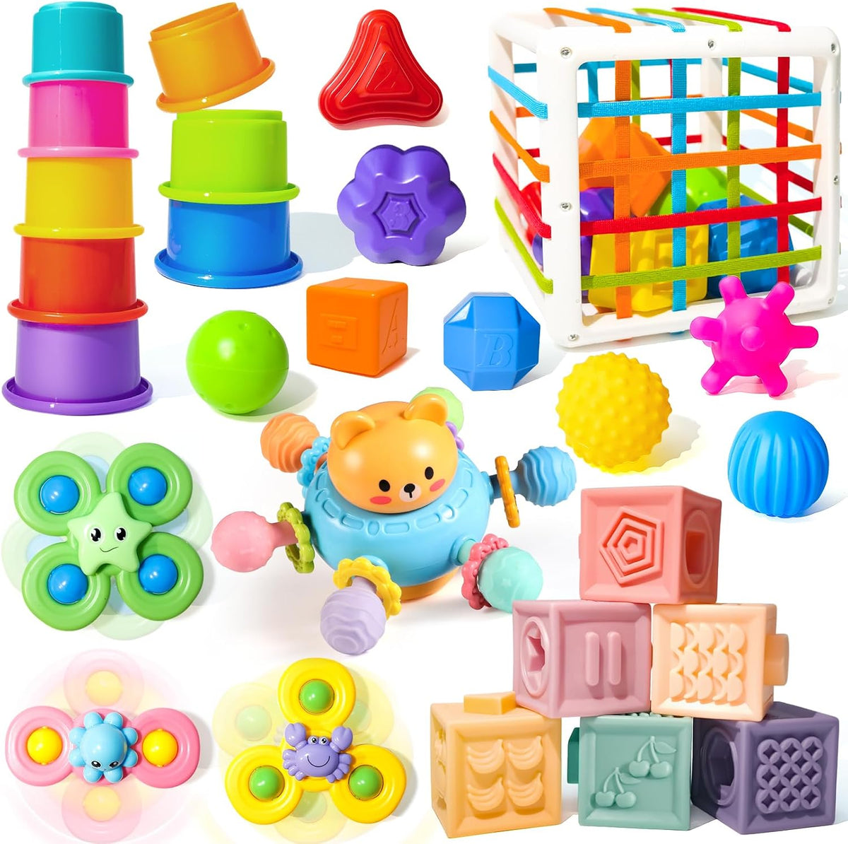 Juguetes Montessori para bebés de 0-3-6-12 meses, juguetes 6 en 1 p...