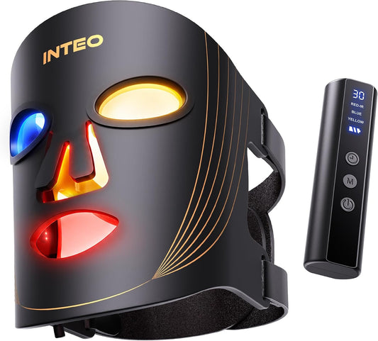INTEO Terapia de Luz Roja para el Rostro, Máscara Facial LED Portát...
