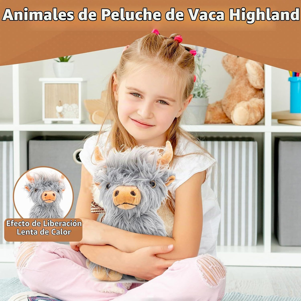 Marysun Juguete de Peluche de Vaca Highland No Apto para Microondas...