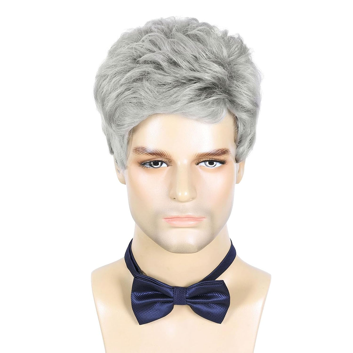 DDHAIR Peluca corta gris plateado para hombre, pelucas de cabello s...