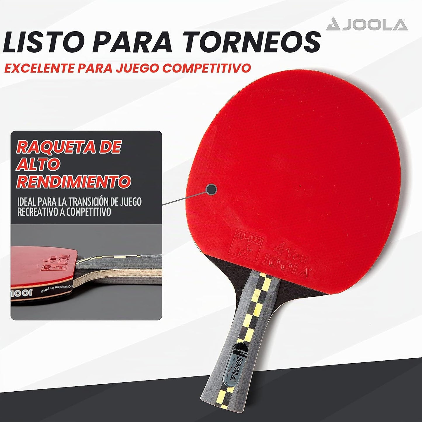 Pala de Ping Pong Profesional JOOLA Carbon Pro - Raqueta con Tecnol...