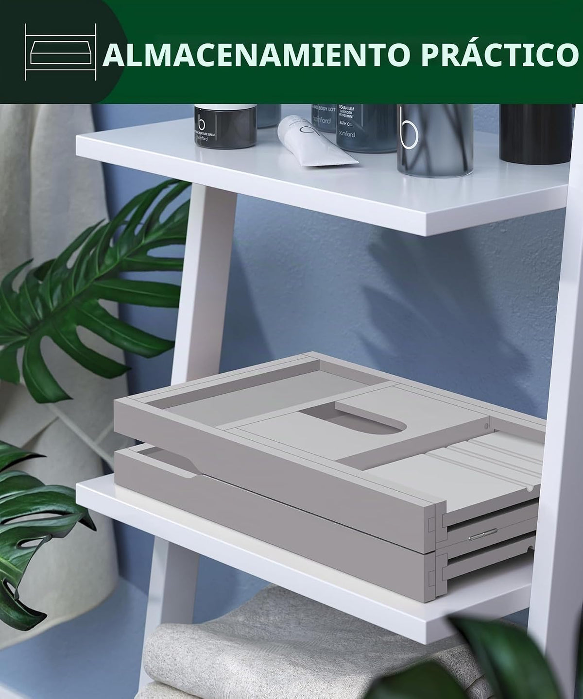 Royal Craft - Bandeja de bambú para bañera con soporte para libro y...