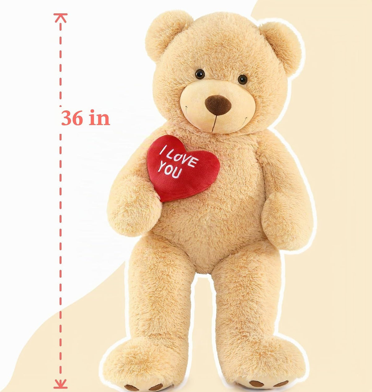 BENINY Osos de peluche gigantes en forma de corazón rojo, osos de p...