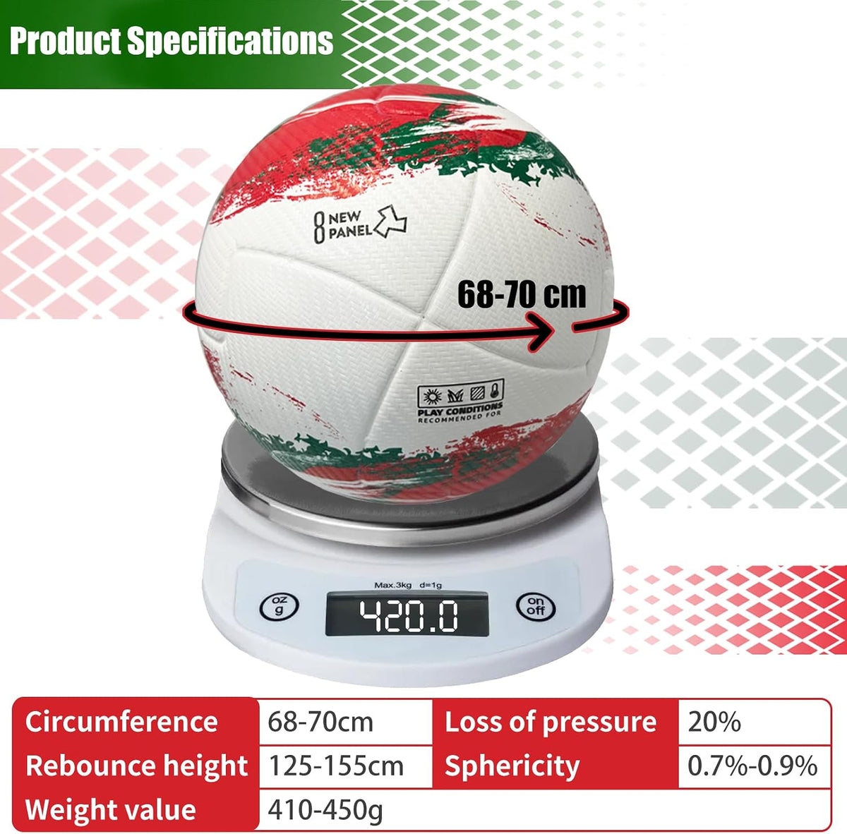 SANNLEIKA Storm Series - Pelota de fútbol profesional para principi...