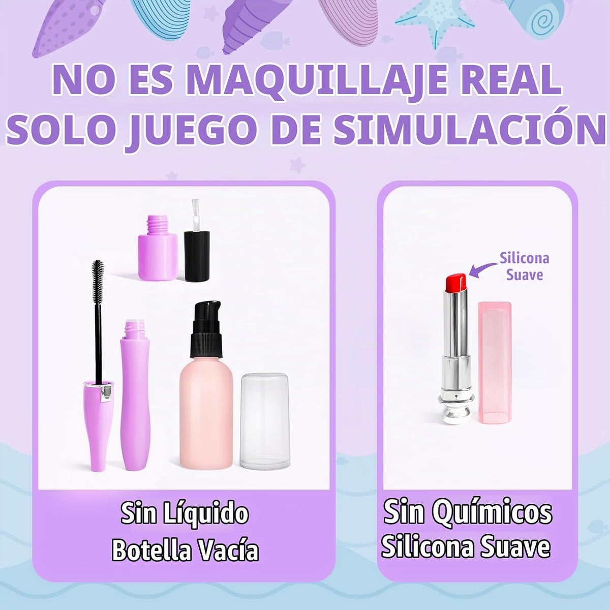 INNOCHEER Maquillaje de simulación para niños pequeños, juguetes de...