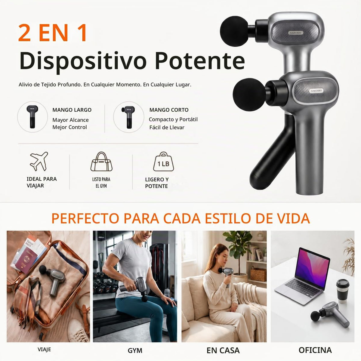AxBerry Pistola de masaje, masajeador de percusión de tejido profun...