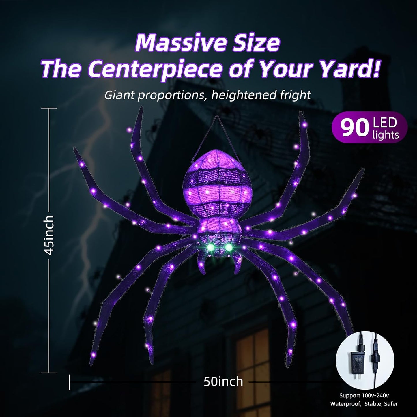 HOYECHI Decoraciones de Halloween para colgar al aire libre, araña...
