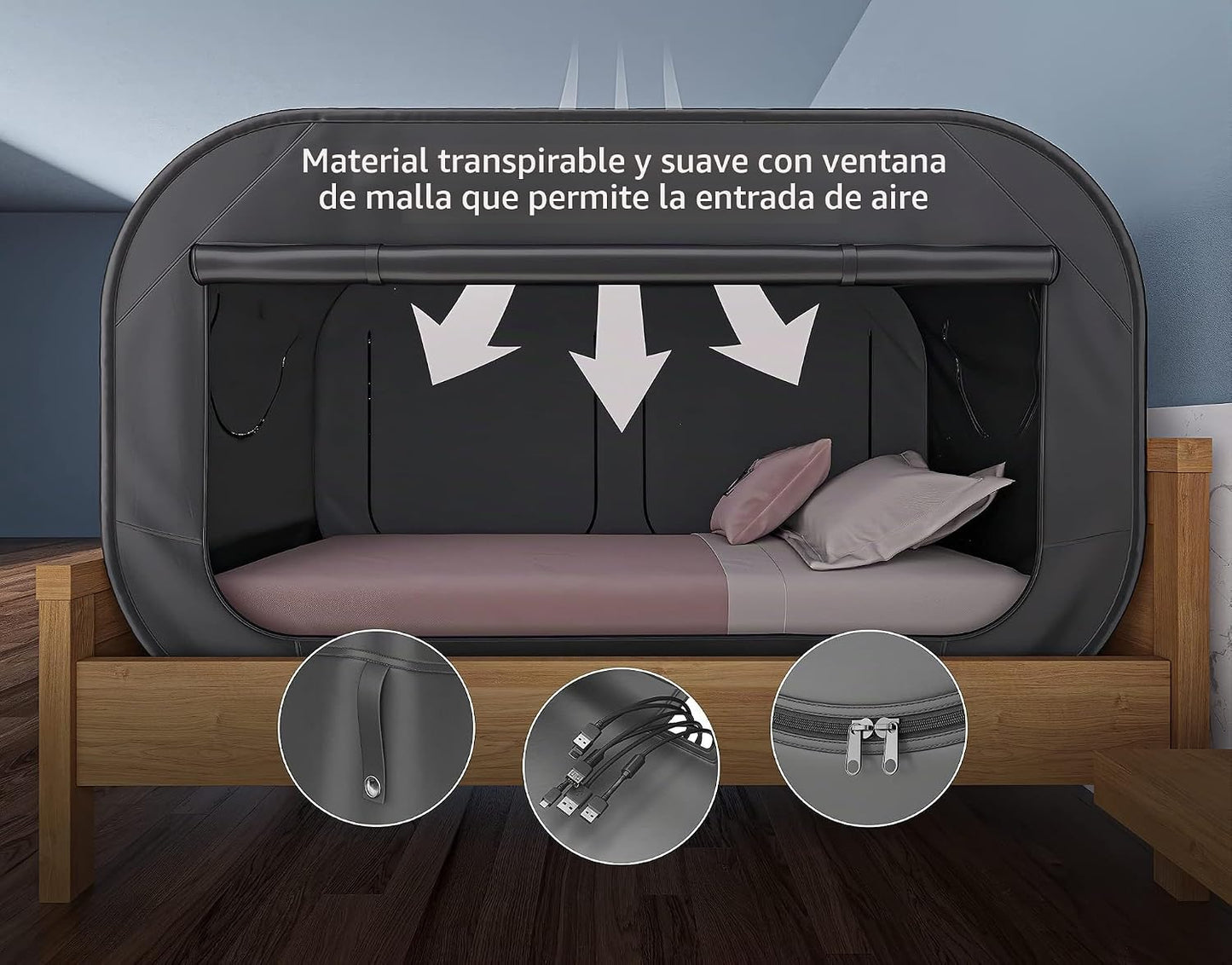 Skywin TidyFriend - Tienda de campaña para cama doble, toldo de pri...