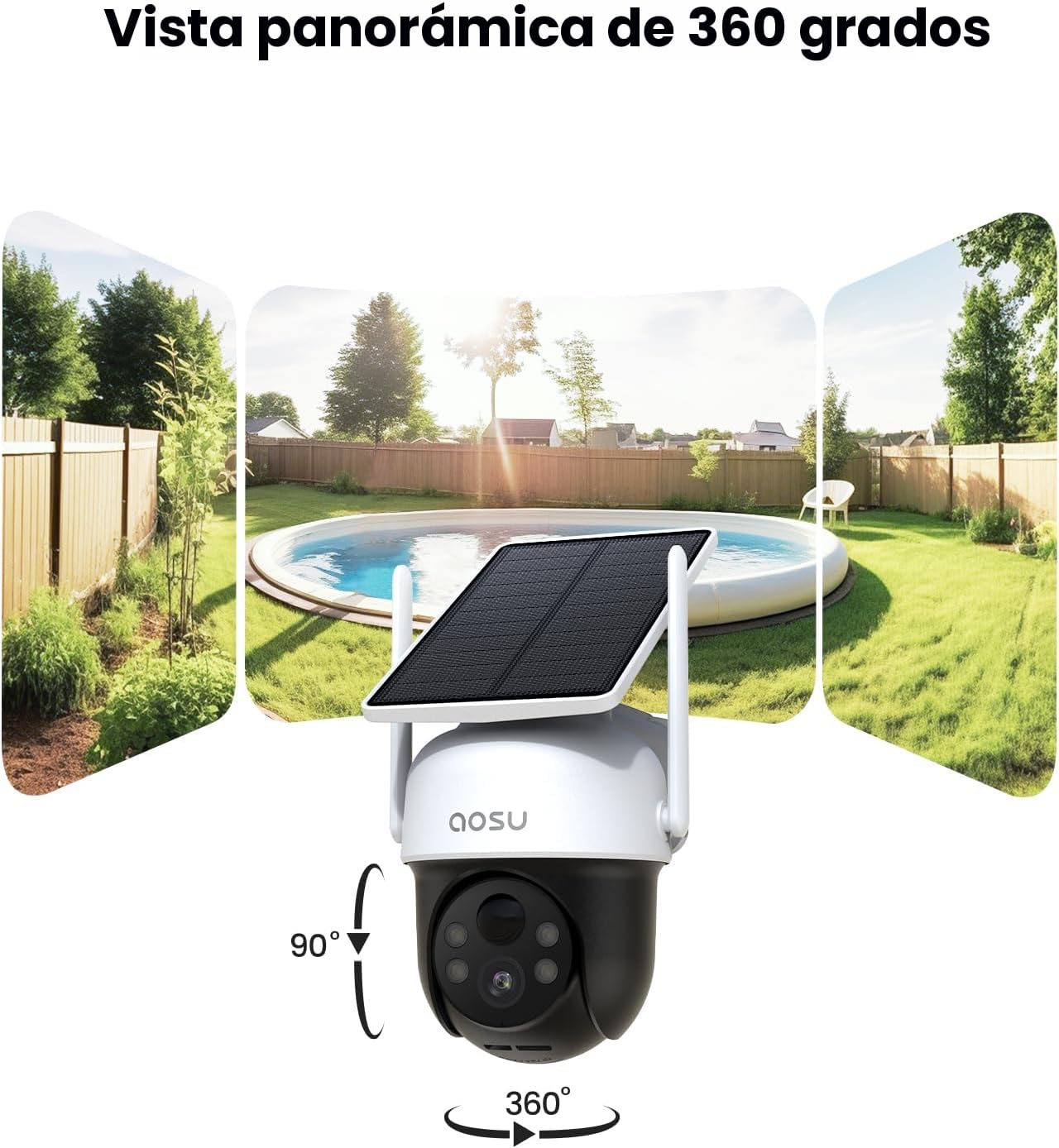 AOSU Cámara solar de seguridad para exteriores \u2013 Cámaras de se...