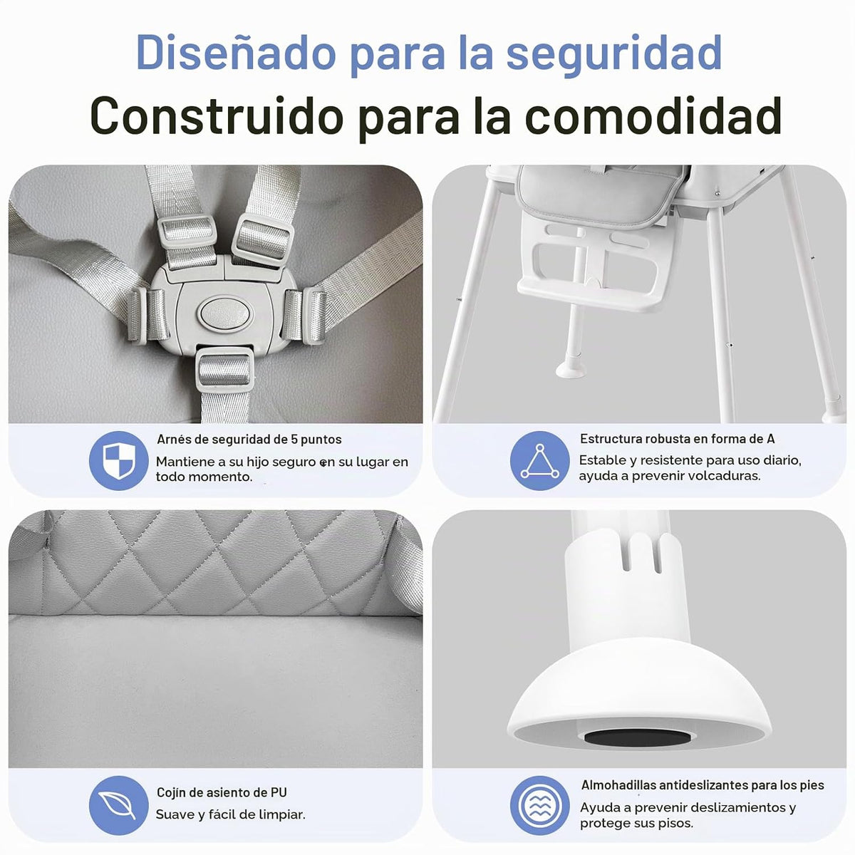 Silla alta para bebé, silla alta convertible 3 en 1 para bebés y ni...
