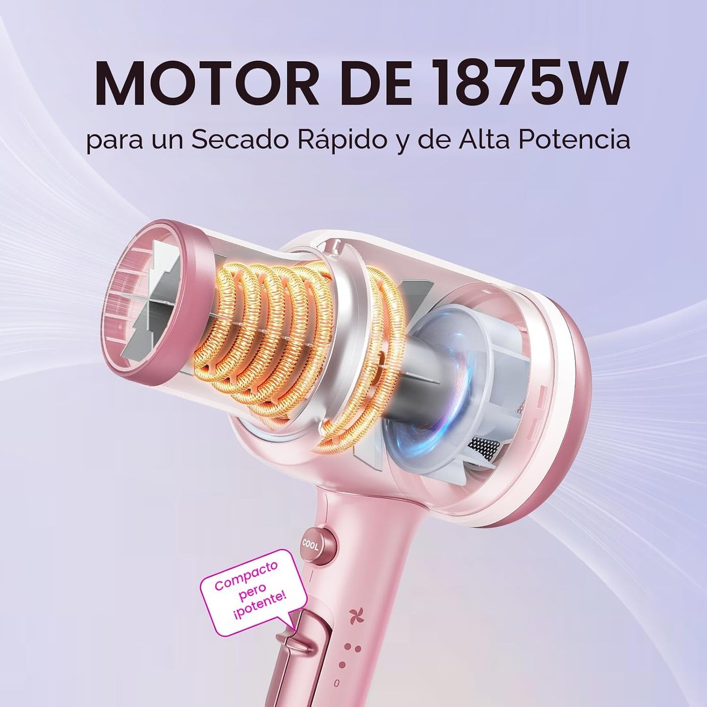 Wavytalk - Secador de pelo iónico soplado con difusor para cabello...