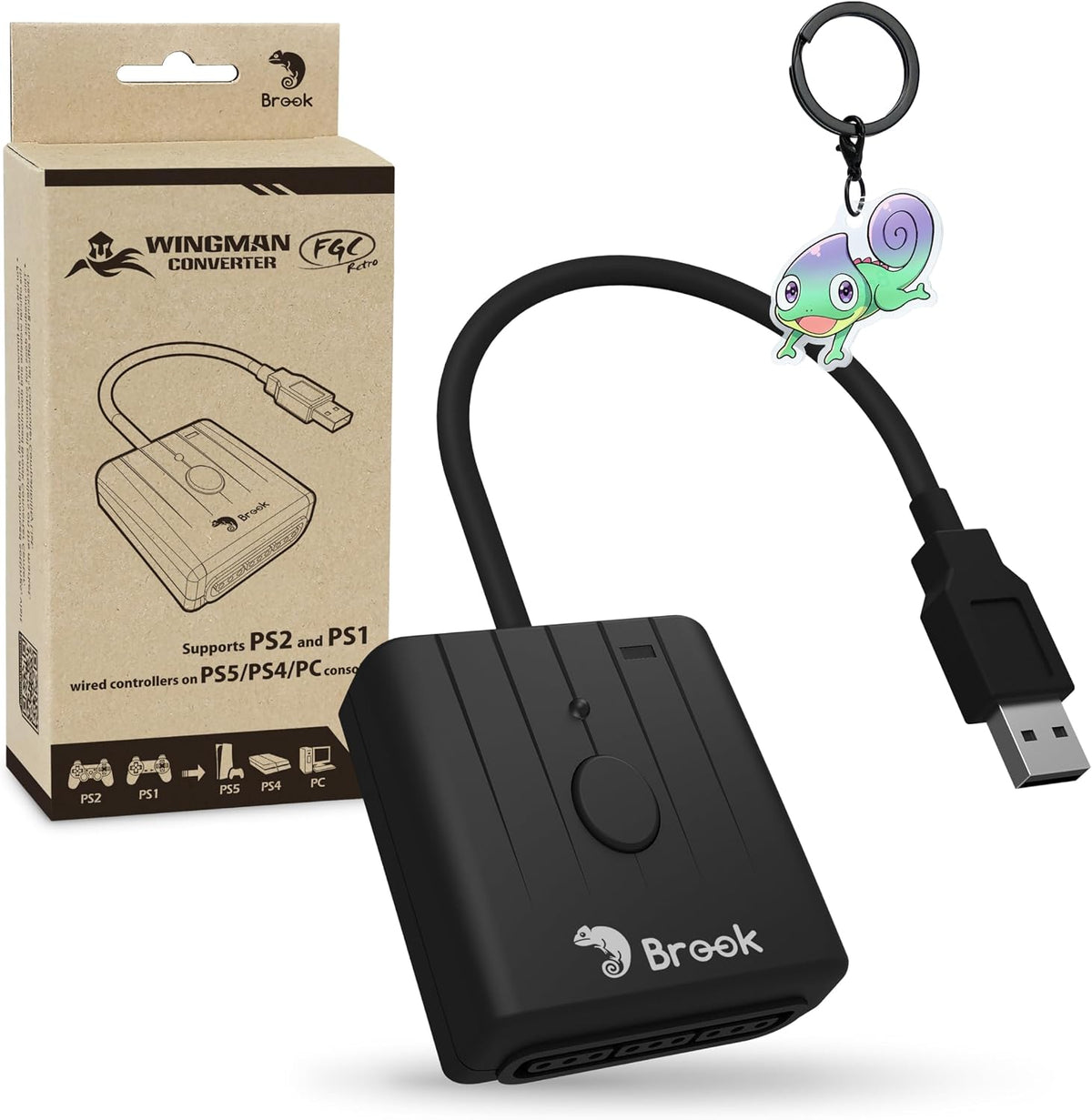 Brook FGC Retro con llavero \u2013 Controlador PS1 y PS2 para PS5,...