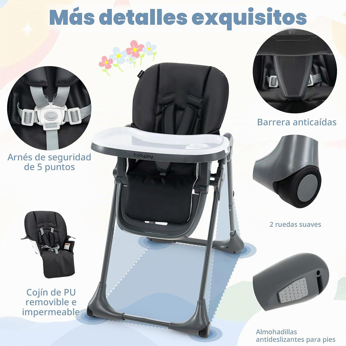 BABY JOY Silla alta convertible para bebés y niños pequeños, altura...