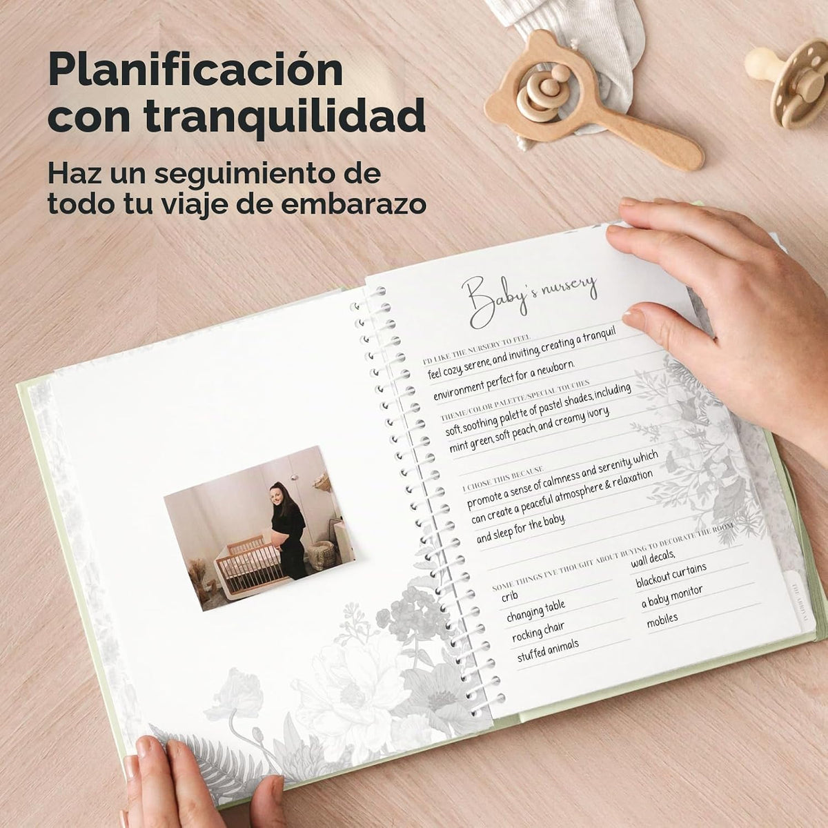 Diario de embarazo, anuncios de embarazo, 80 páginas de tapa dura (...