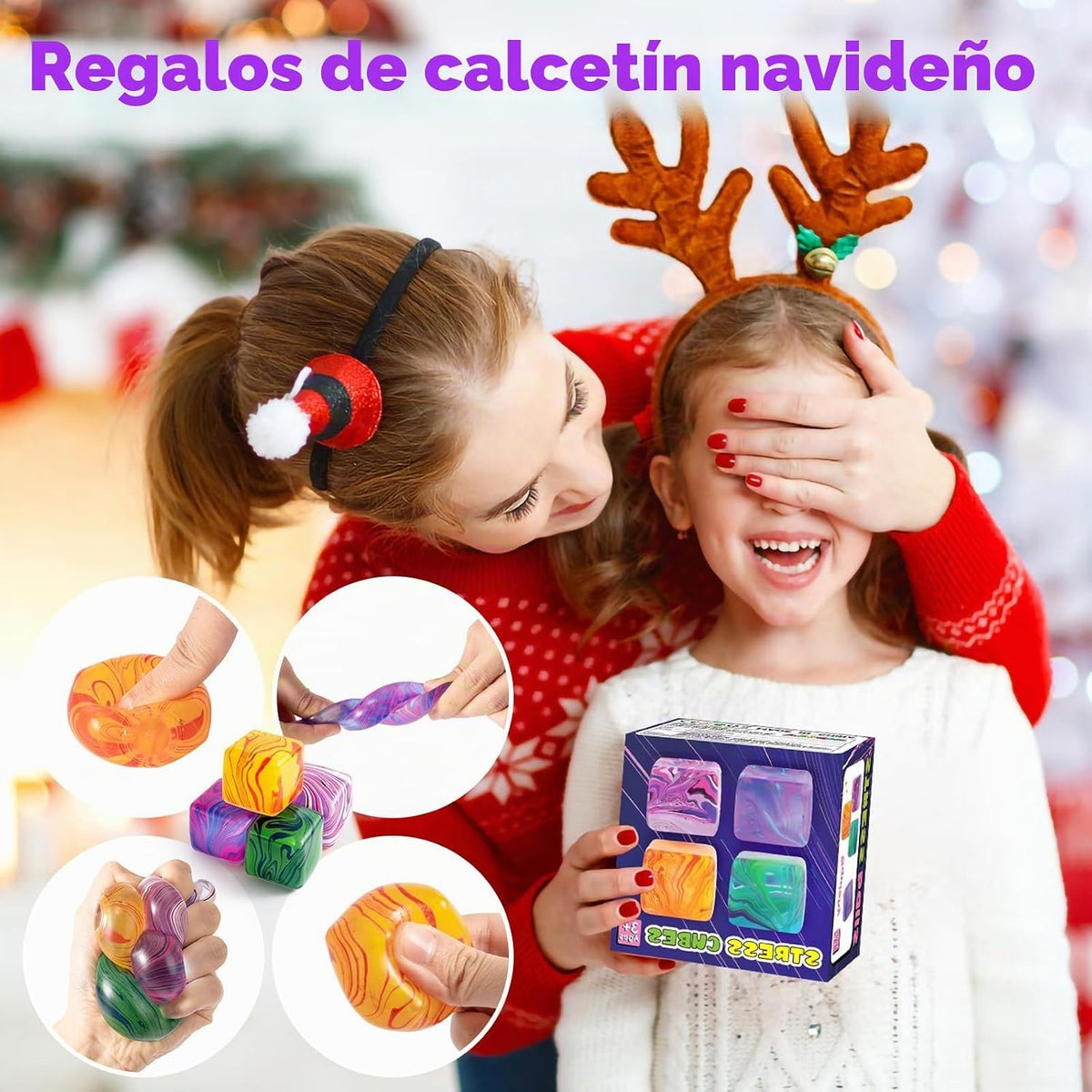 Paquete de 4 Juguetes Fidget Squishy Antiestrés, Cubos Antiestrés a...